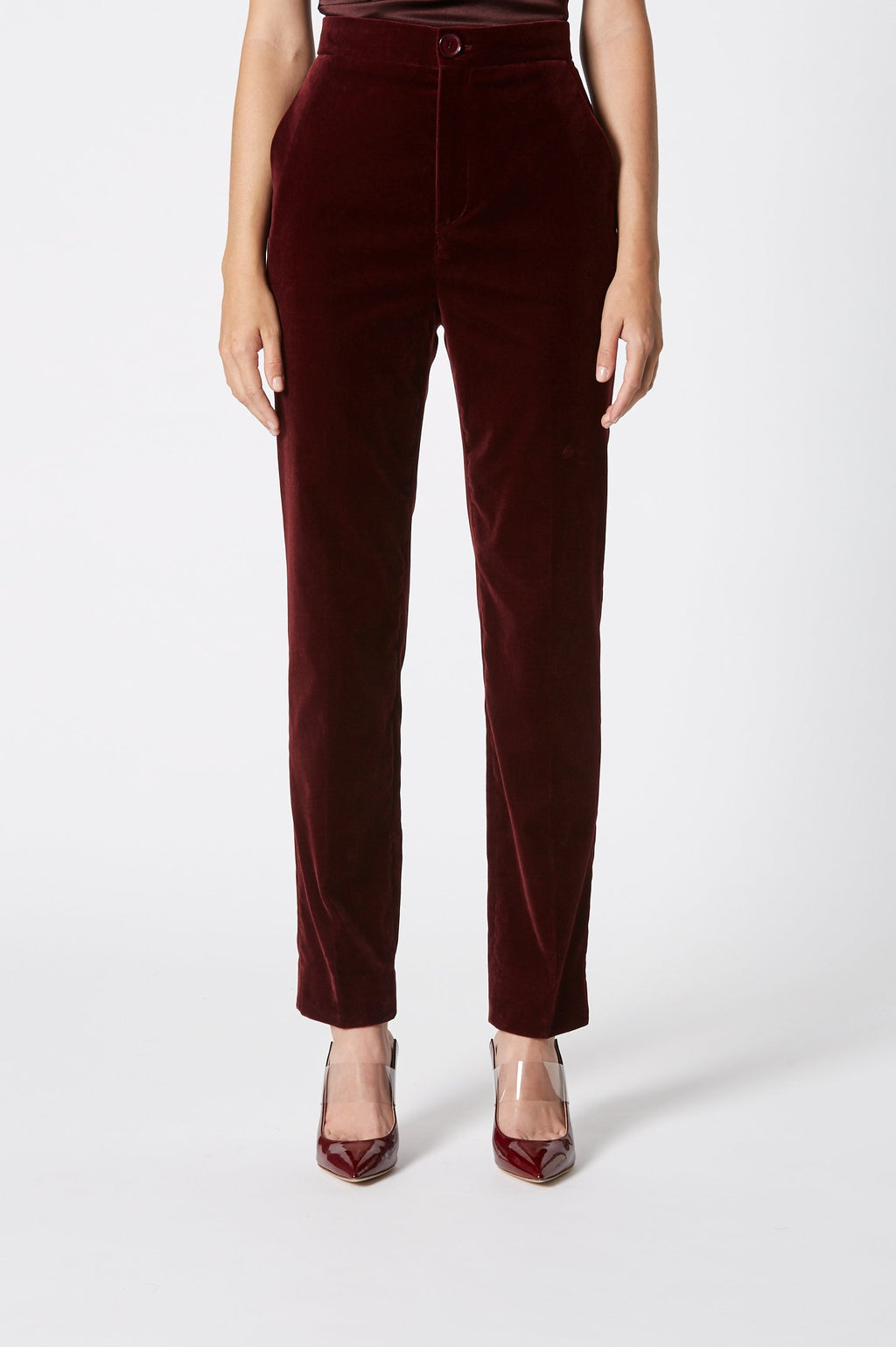 VELVET SLIM CROPPED TROUSER