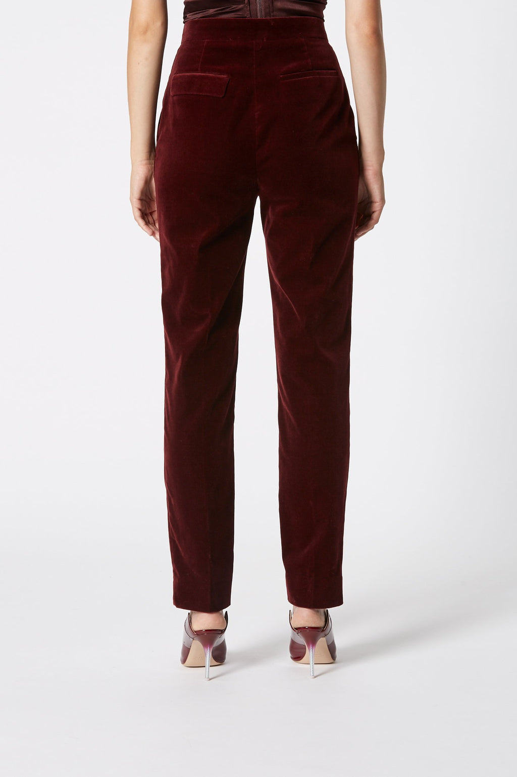 VELVET SLIM CROPPED TROUSER