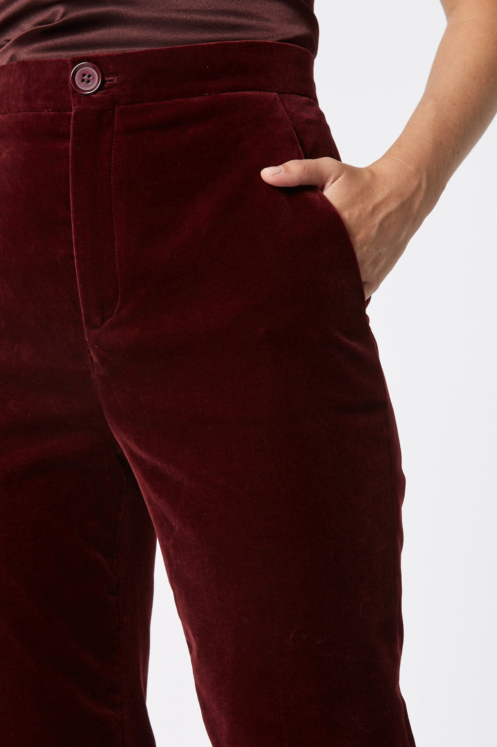 VELVET SLIM CROPPED TROUSER