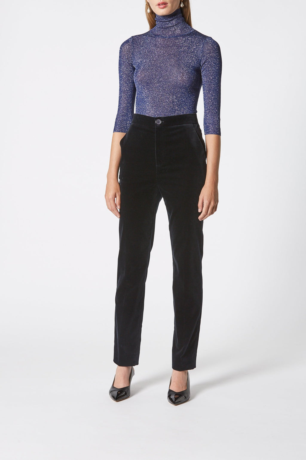 VELVET SLIM CROPPED TROUSER