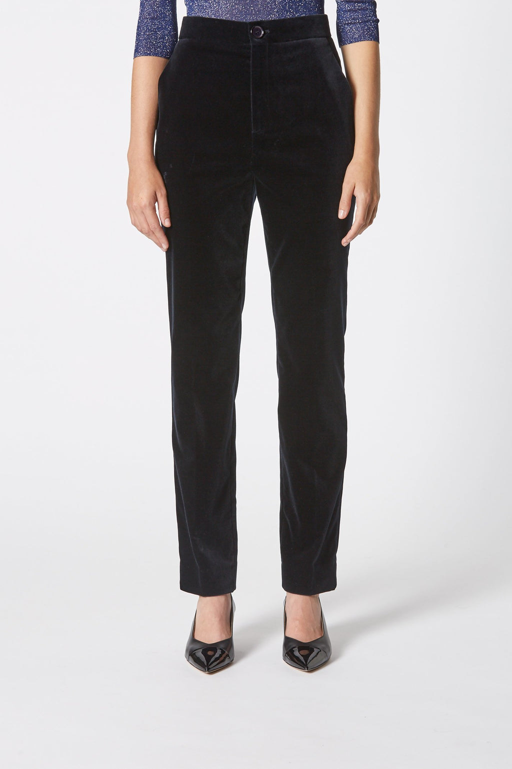 VELVET SLIM CROPPED TROUSER