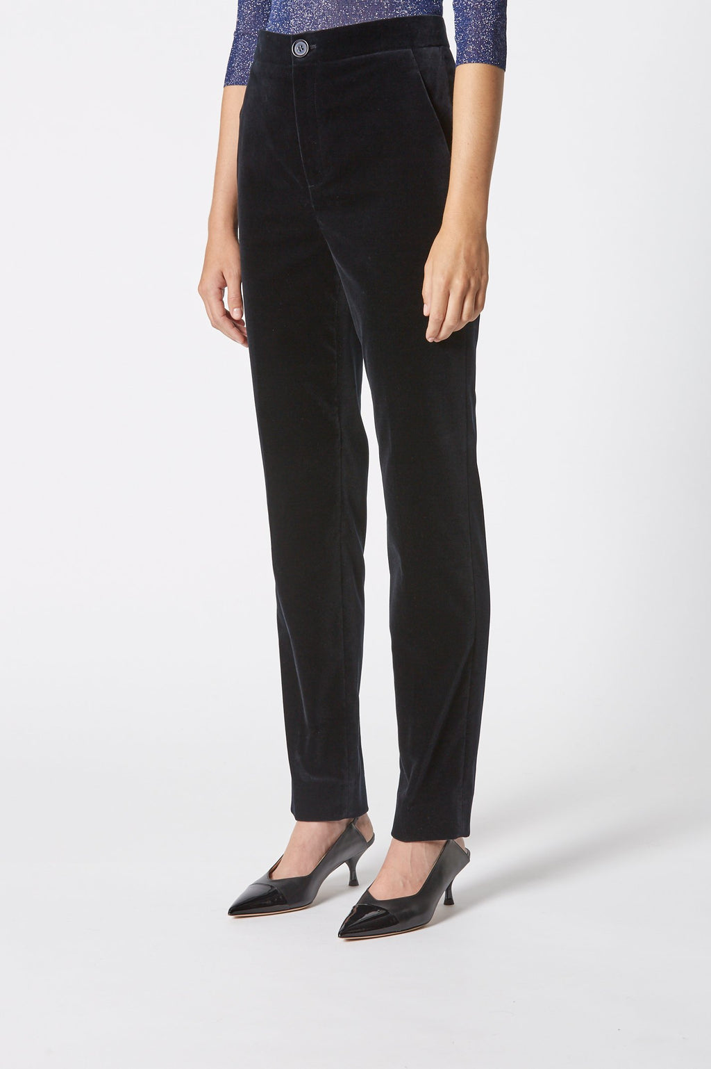 VELVET SLIM CROPPED TROUSER