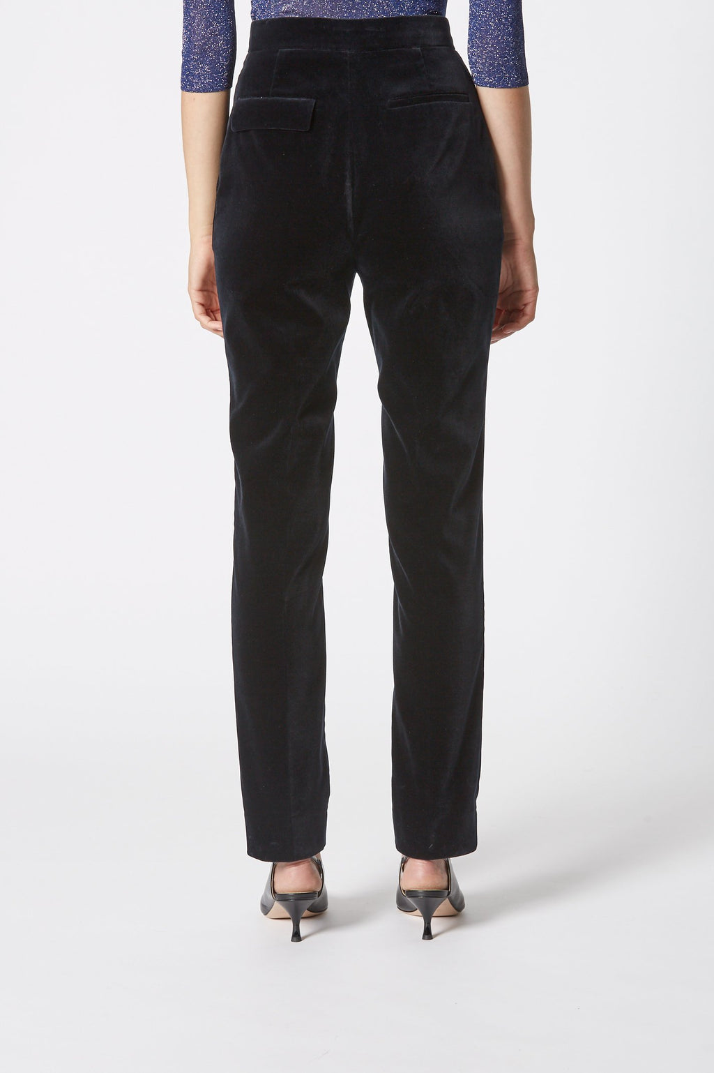VELVET SLIM CROPPED TROUSER