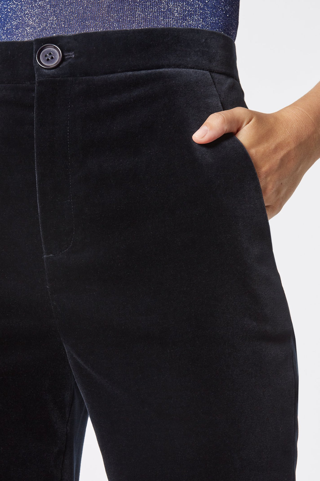 VELVET SLIM CROPPED TROUSER