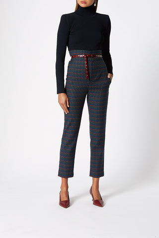 JACQUARD HIGH WAIST TROUSER