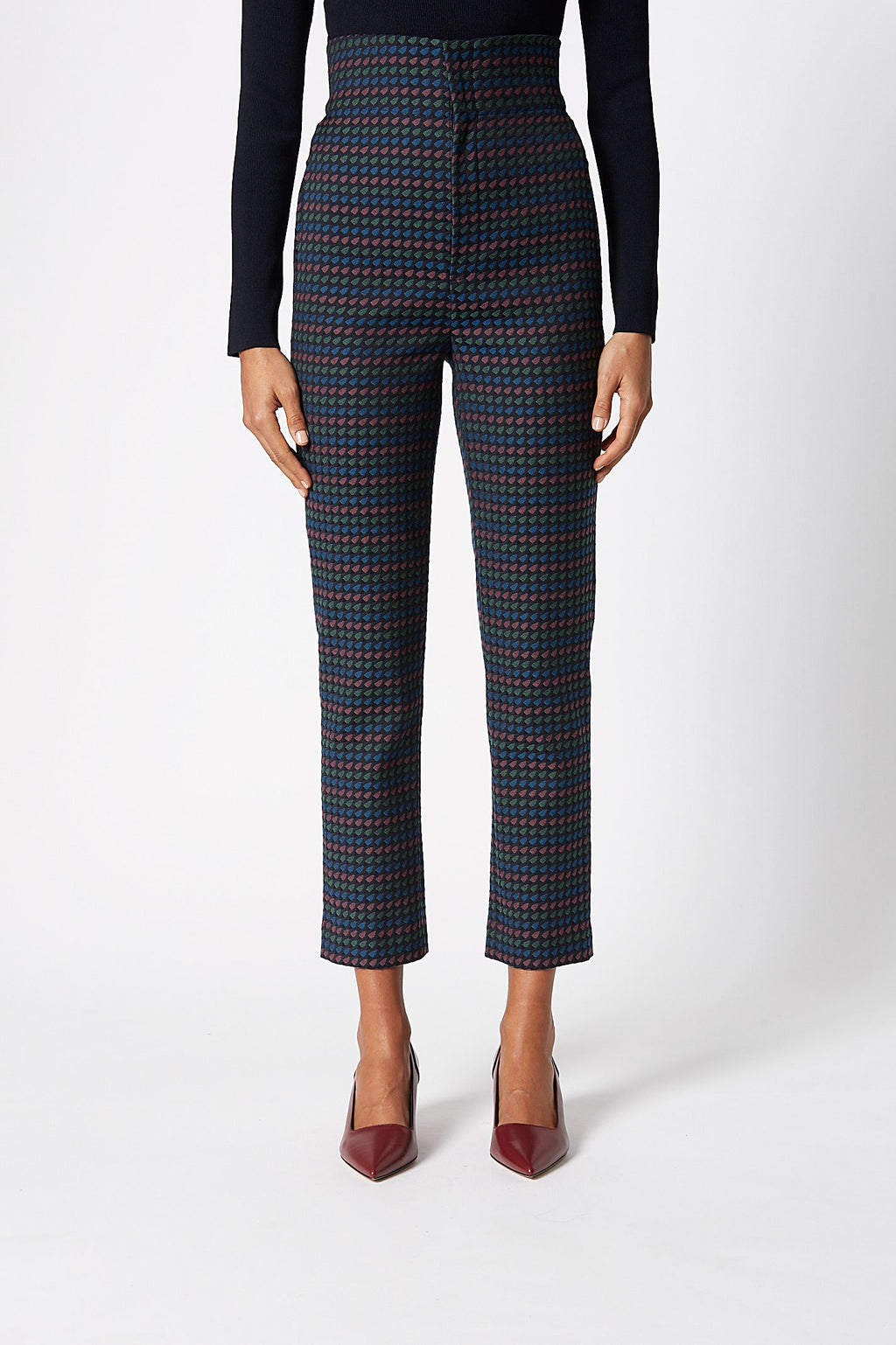 JACQUARD HIGH WAIST TROUSER