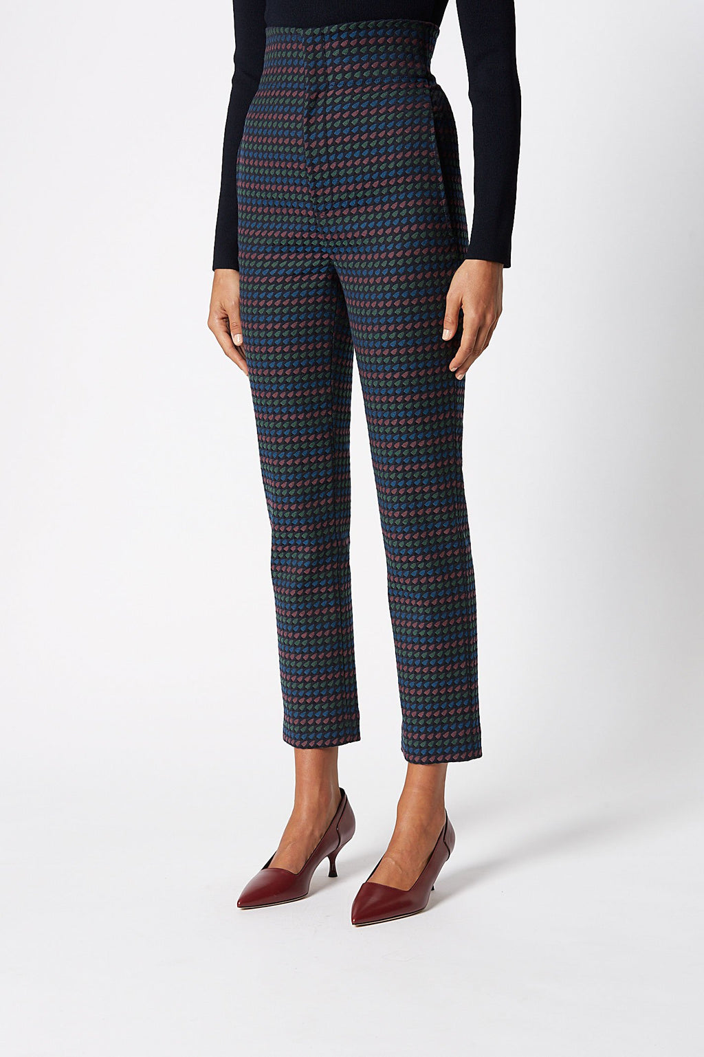 JACQUARD HIGH WAIST TROUSER