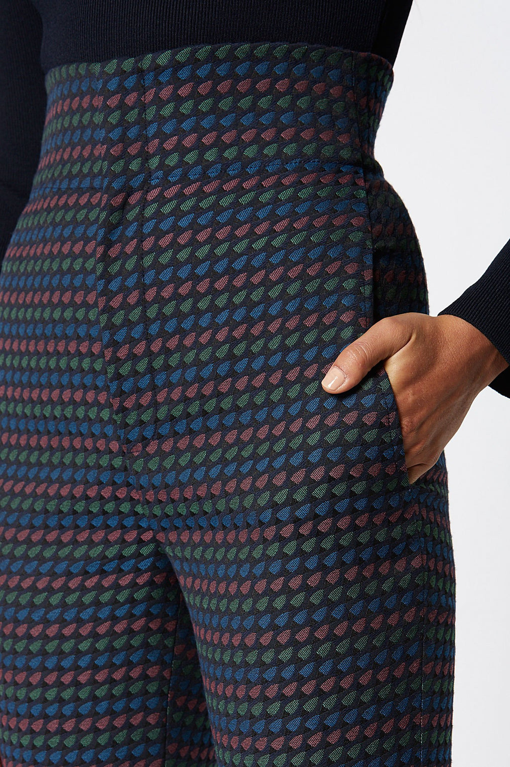 JACQUARD HIGH WAIST TROUSER