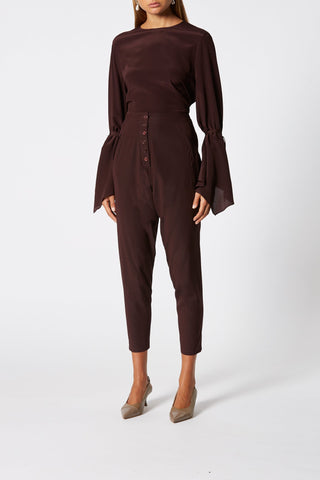SILK LOW RISE BUTTON PANT