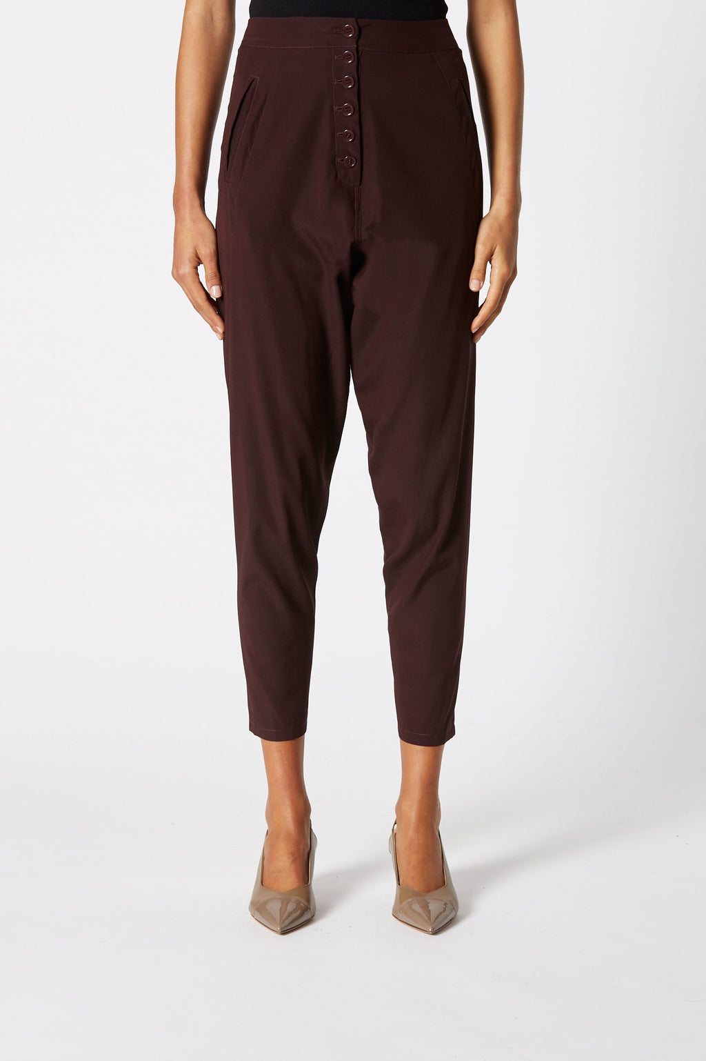 SILK LOW RISE BUTTON PANT