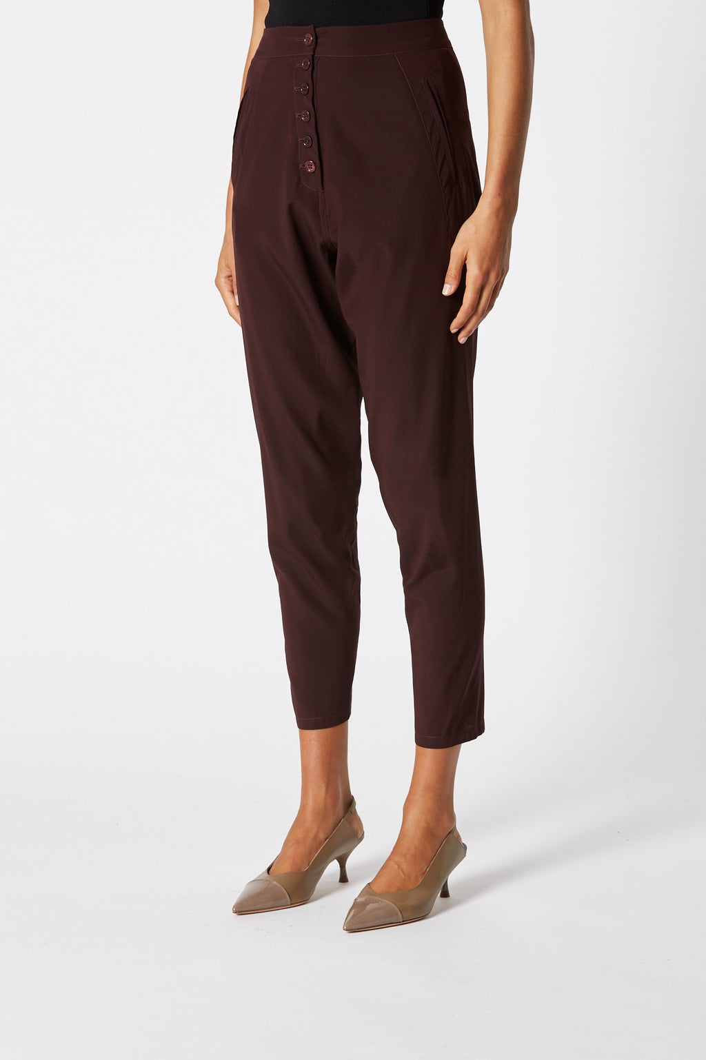 SILK LOW RISE BUTTON PANT