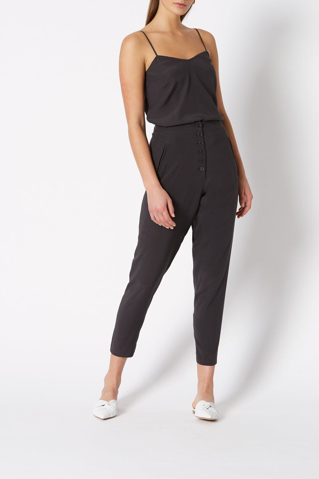 SILK LOW RISE BUTTON PANT