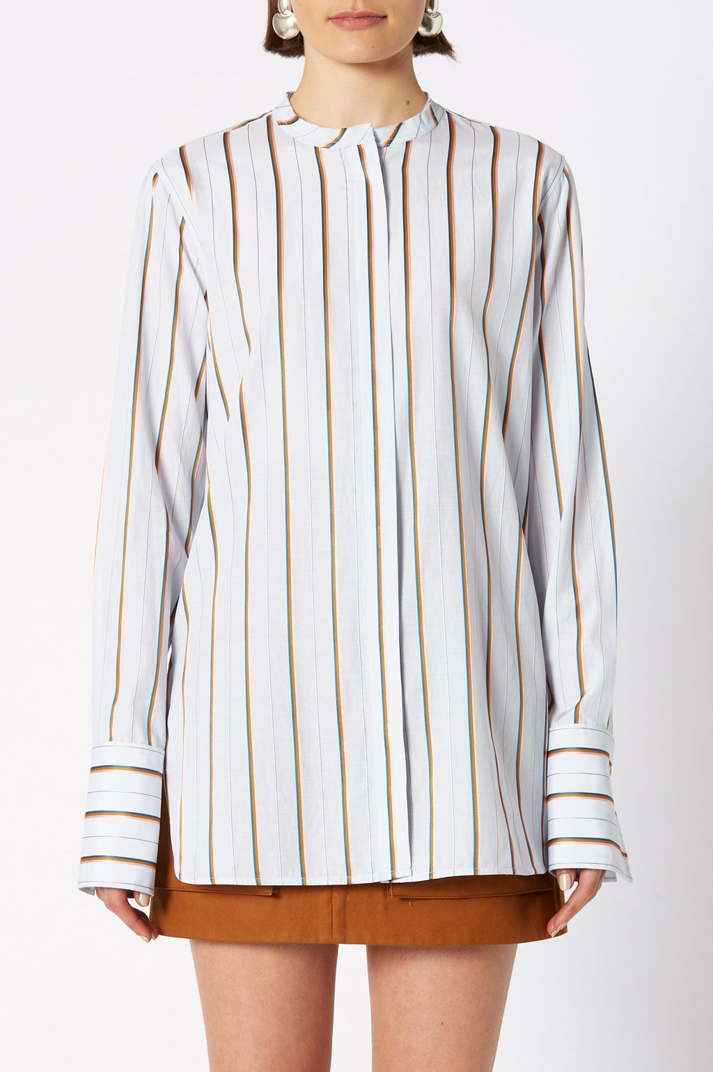 TAILORED STRIPE GRANDPA SHIRT