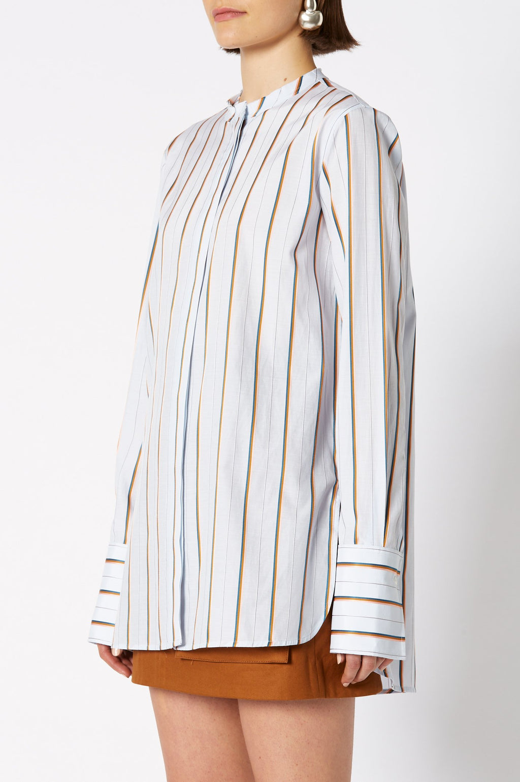 TAILORED STRIPE GRANDPA SHIRT
