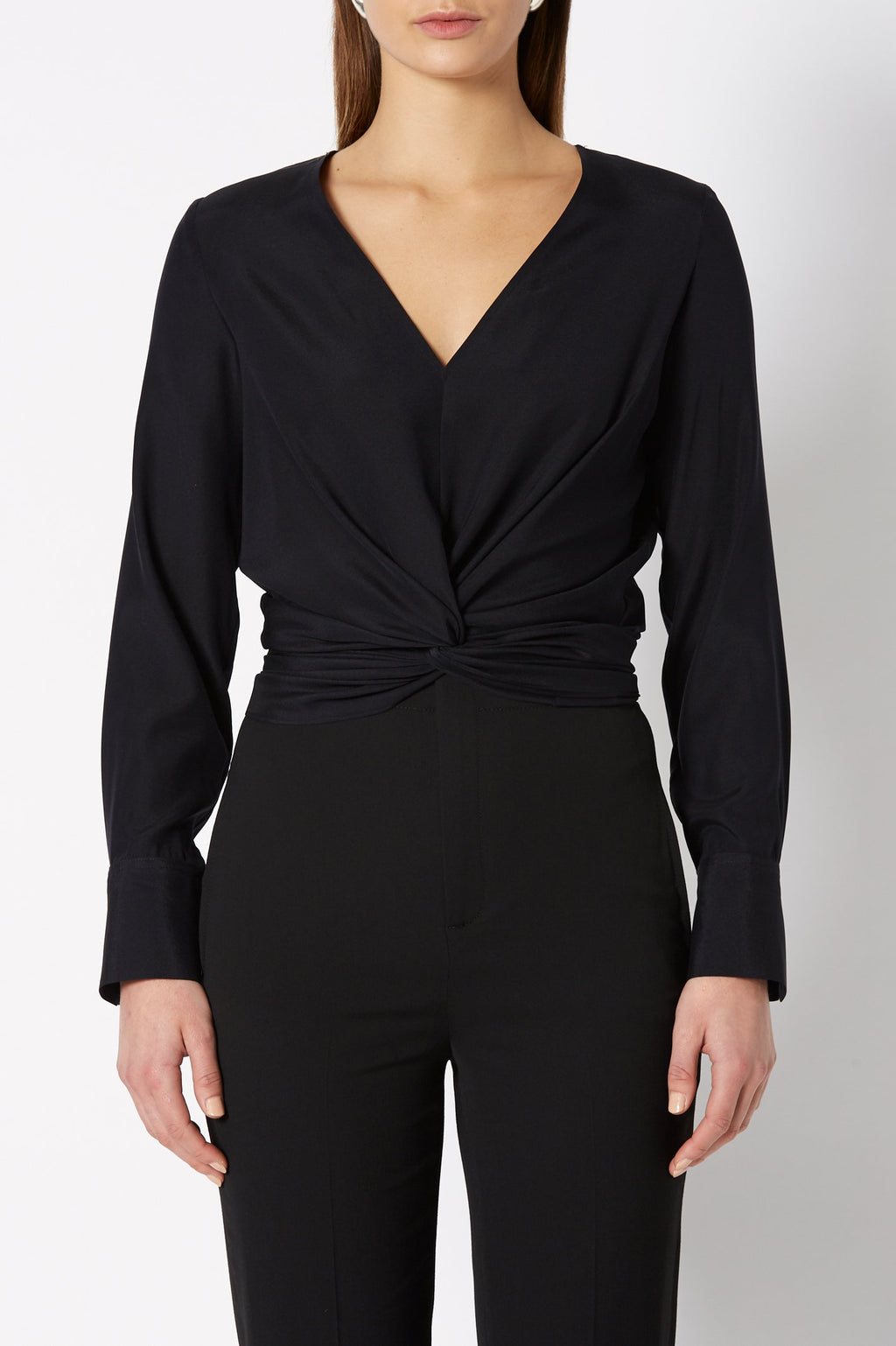 SILK TURBAN TWIST BLOUSE