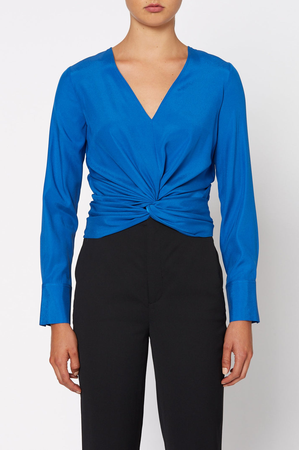 SILK TURBAN TWIST BLOUSE