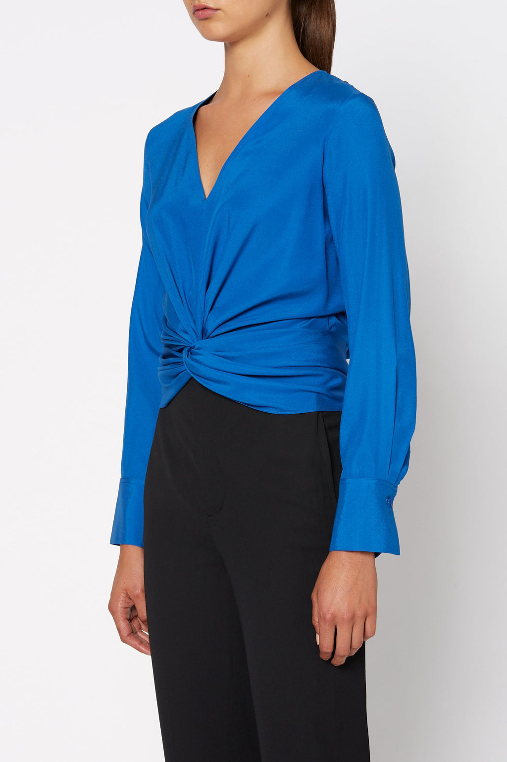 SILK TURBAN TWIST BLOUSE