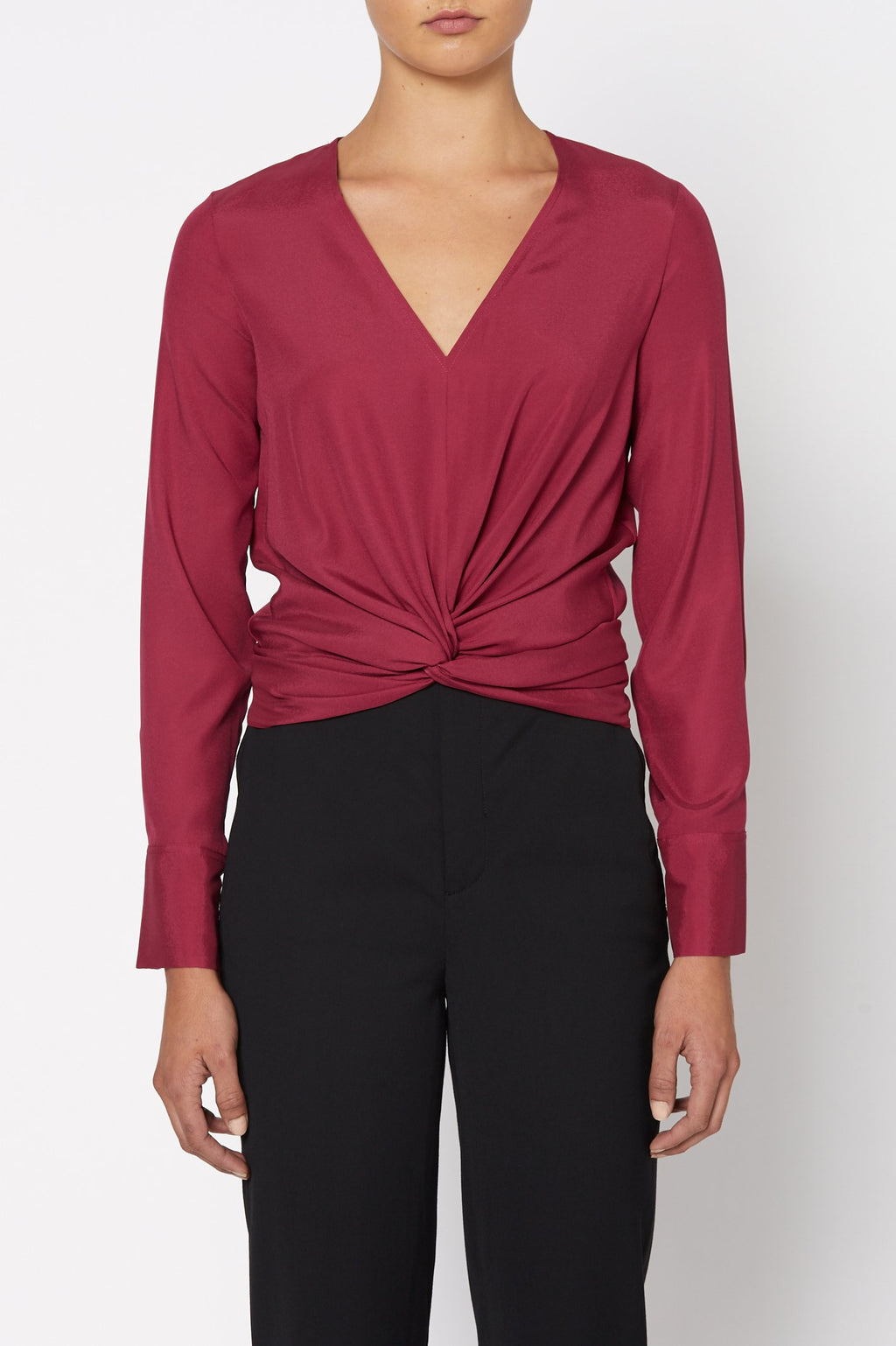 SILK TURBAN TWIST BLOUSE