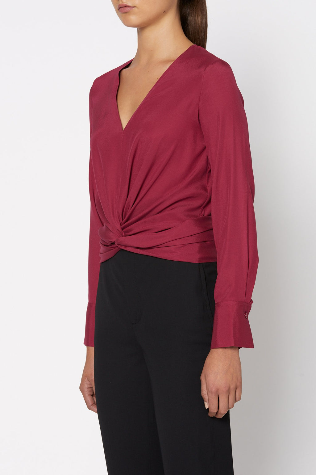 SILK TURBAN TWIST BLOUSE