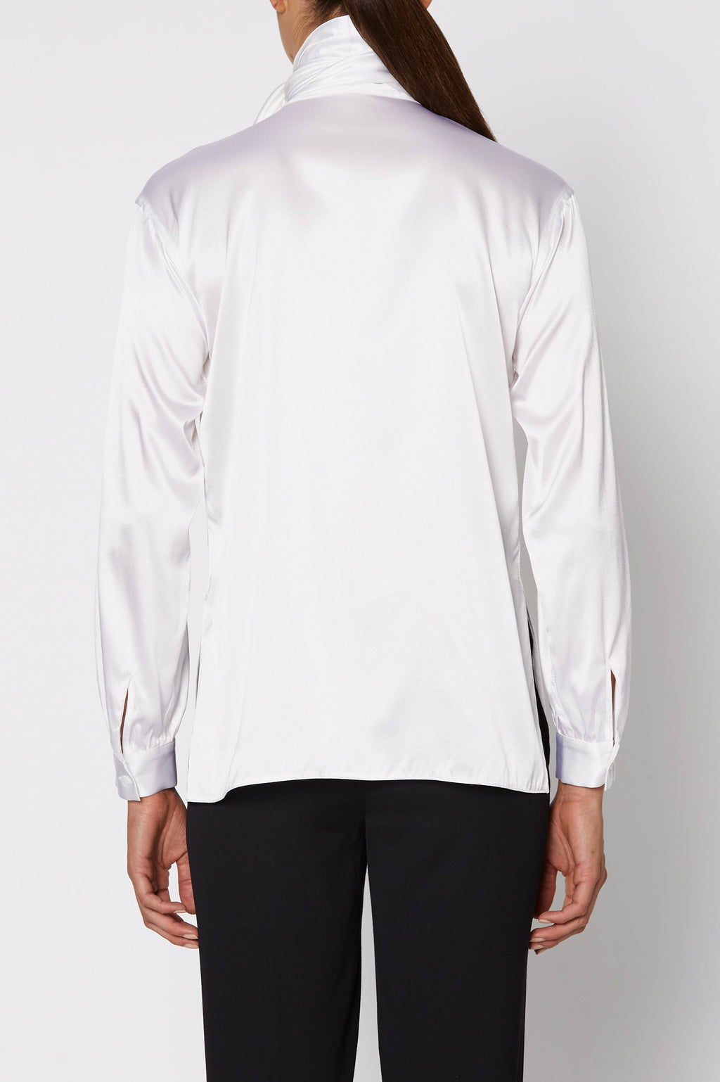 SILK SATIN TIE NECK BLOUSE