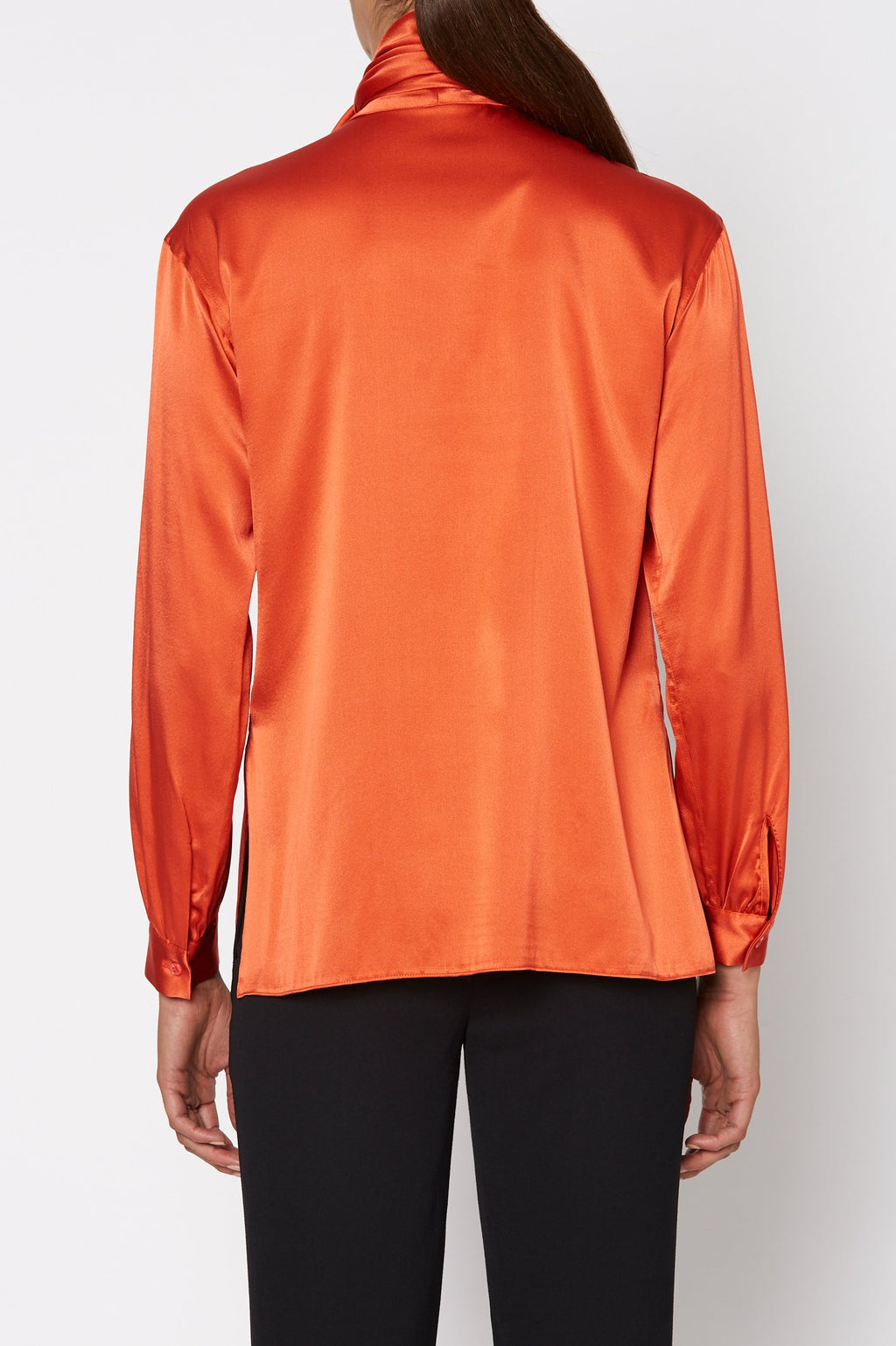 SILK SATIN TIE NECK BLOUSE