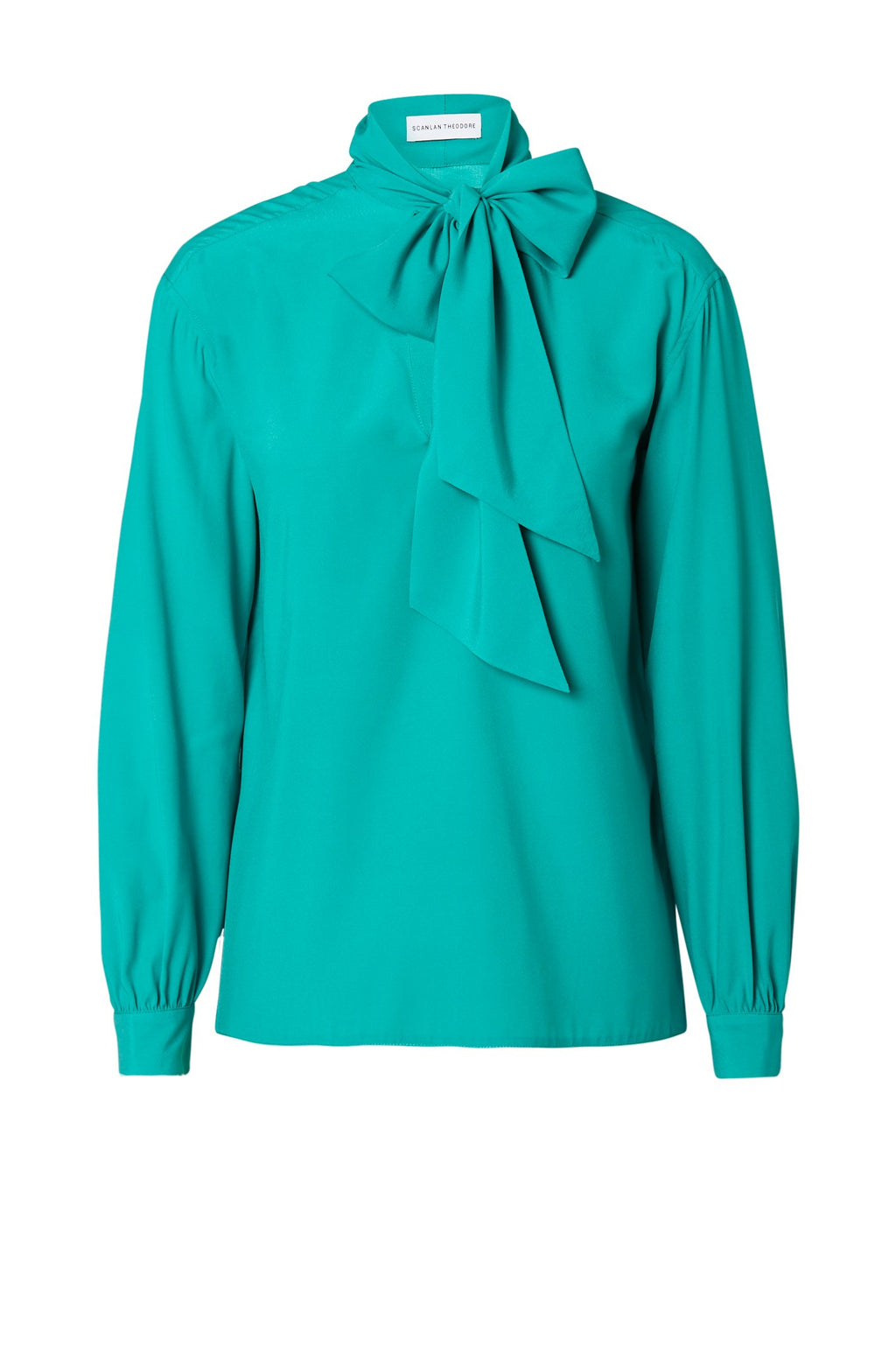 SILK SATIN TIE NECK BLOUSE