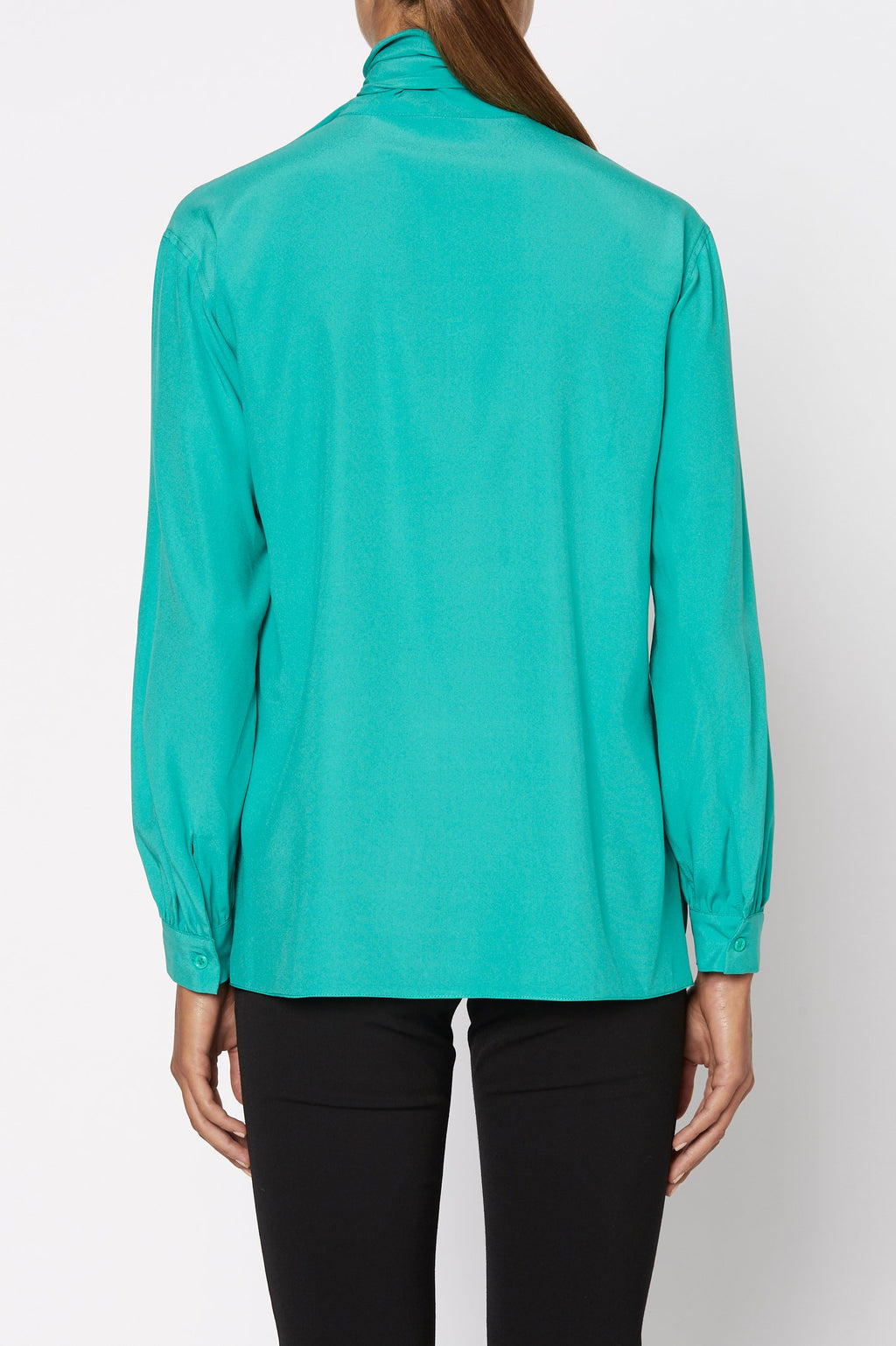 SILK SATIN TIE NECK BLOUSE