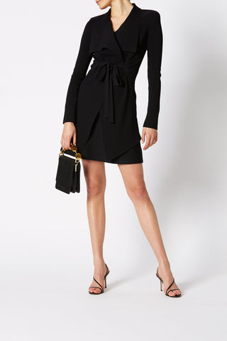 CREPE KNIT DRAPE FRONT JACKET