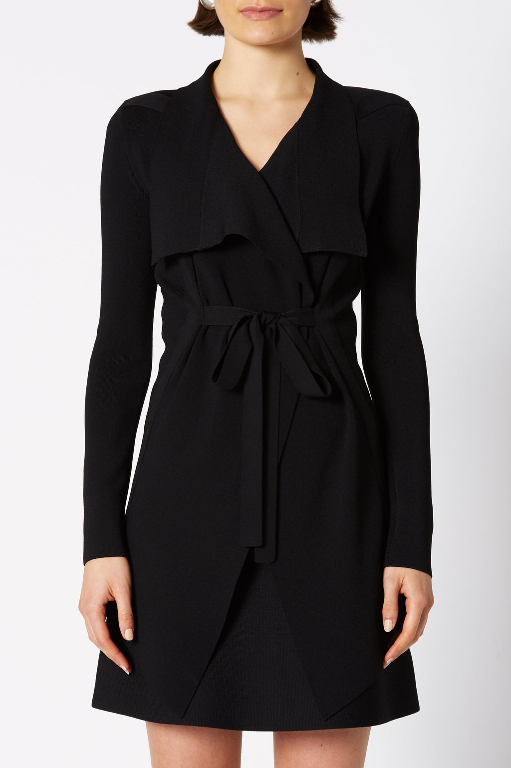 CREPE KNIT DRAPE FRONT JACKET
