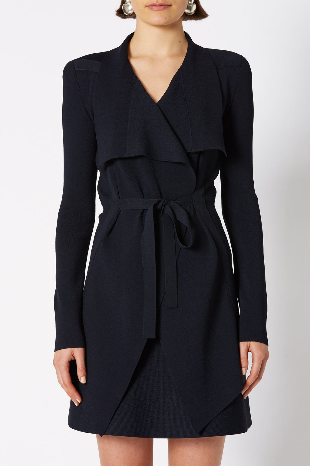 CREPE KNIT DRAPE FRONT JACKET