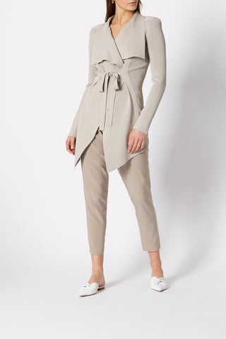 CREPE KNIT DRAPE FRONT JACKET