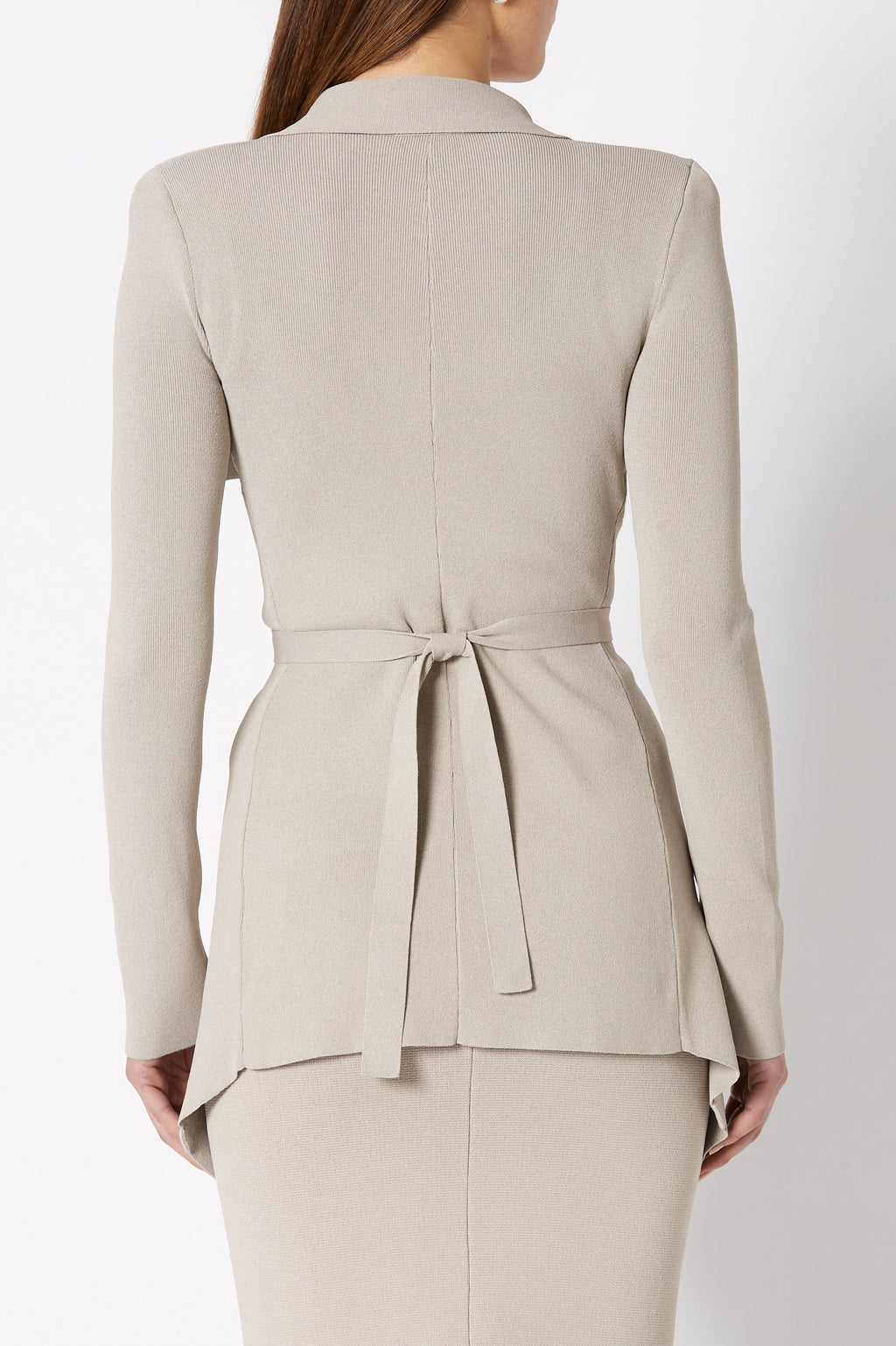 CREPE KNIT DRAPE FRONT JACKET
