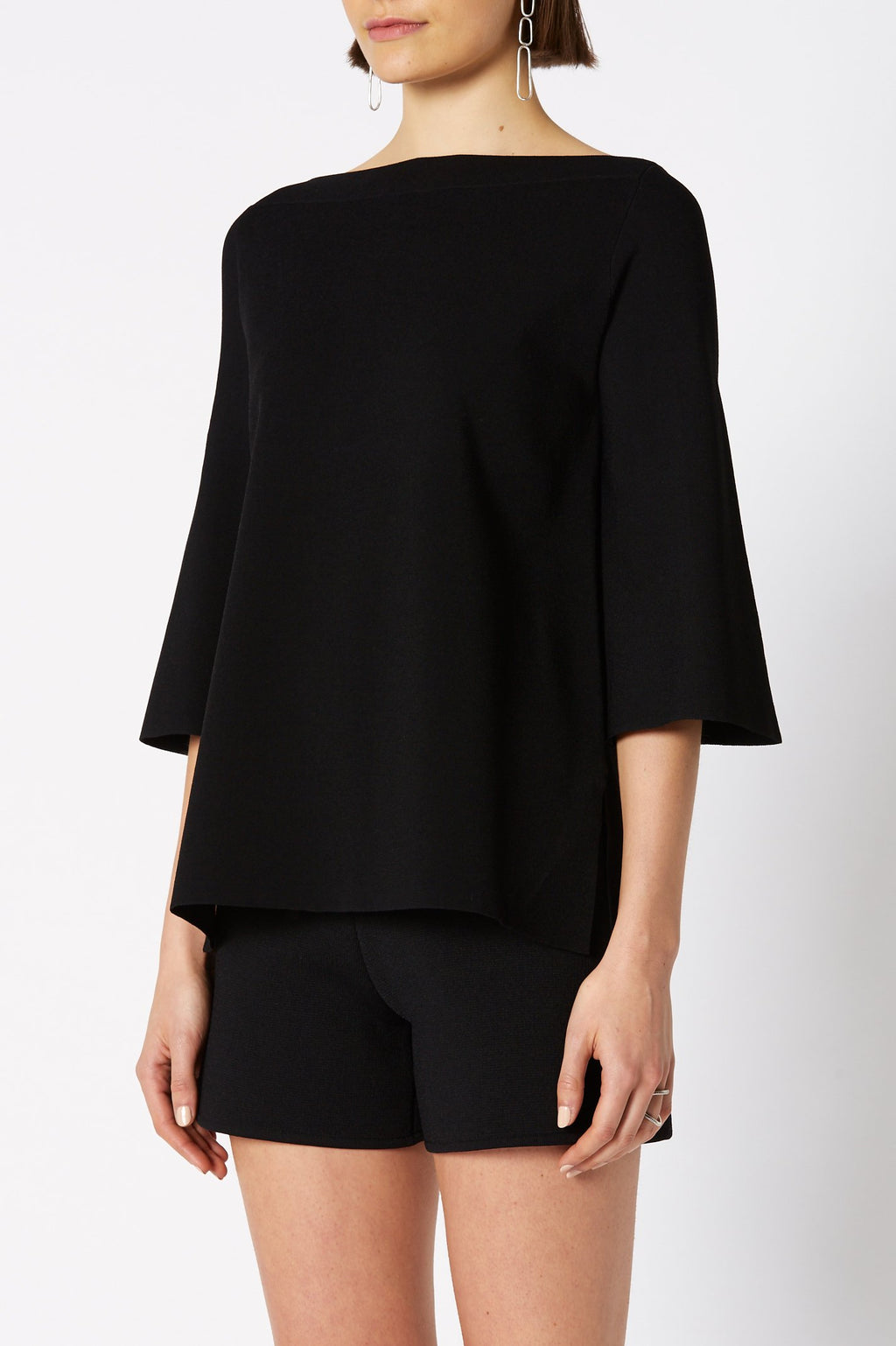 MICRO CREPE BOAT NECK SWEATER
