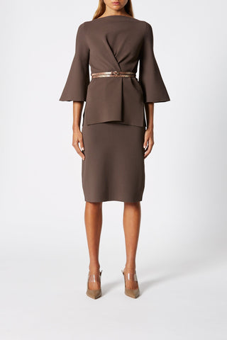 MICRO CREPE BOAT NECK SWEATER