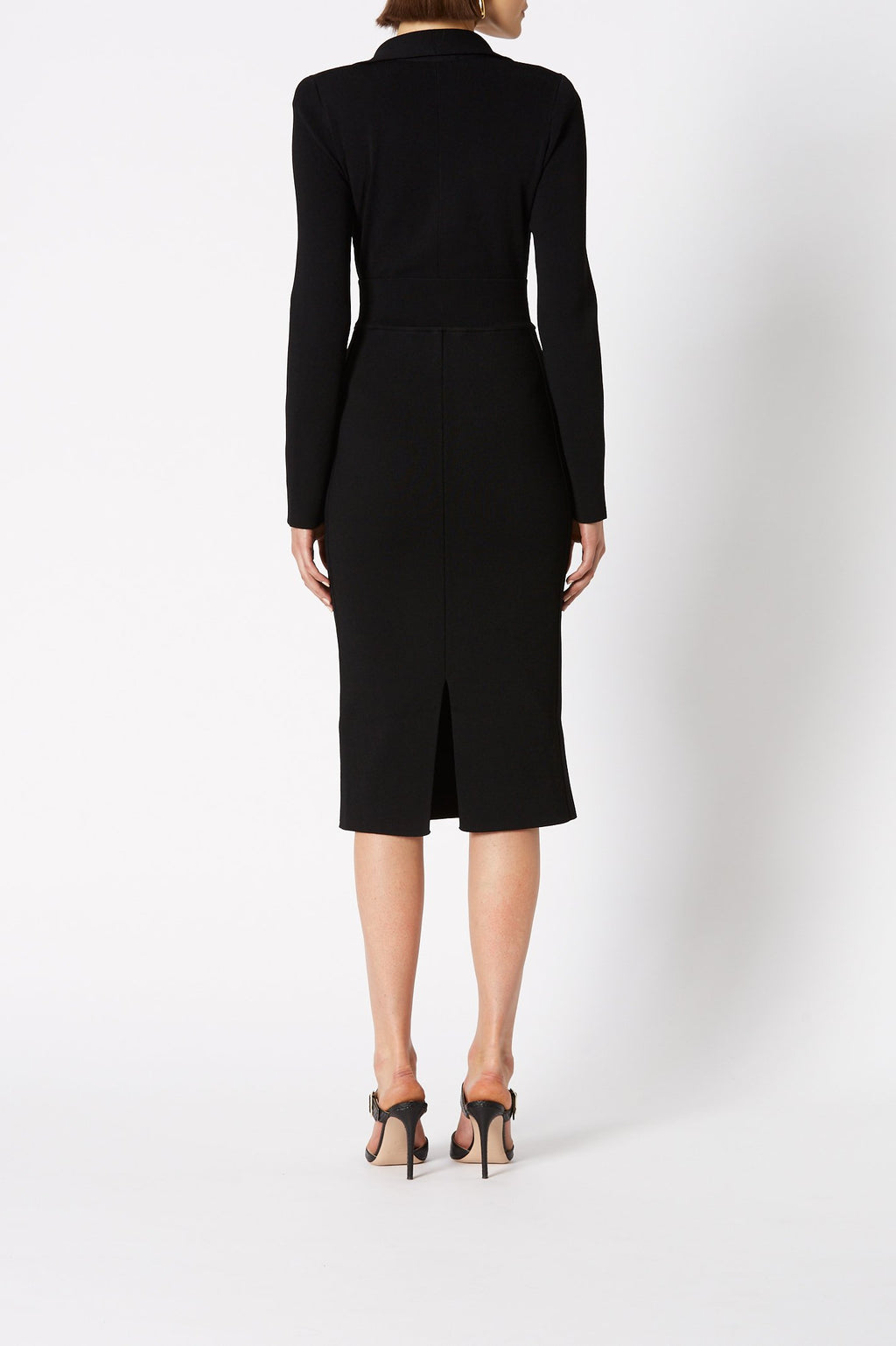CREPE KNIT DRAPE FRONT DRESS