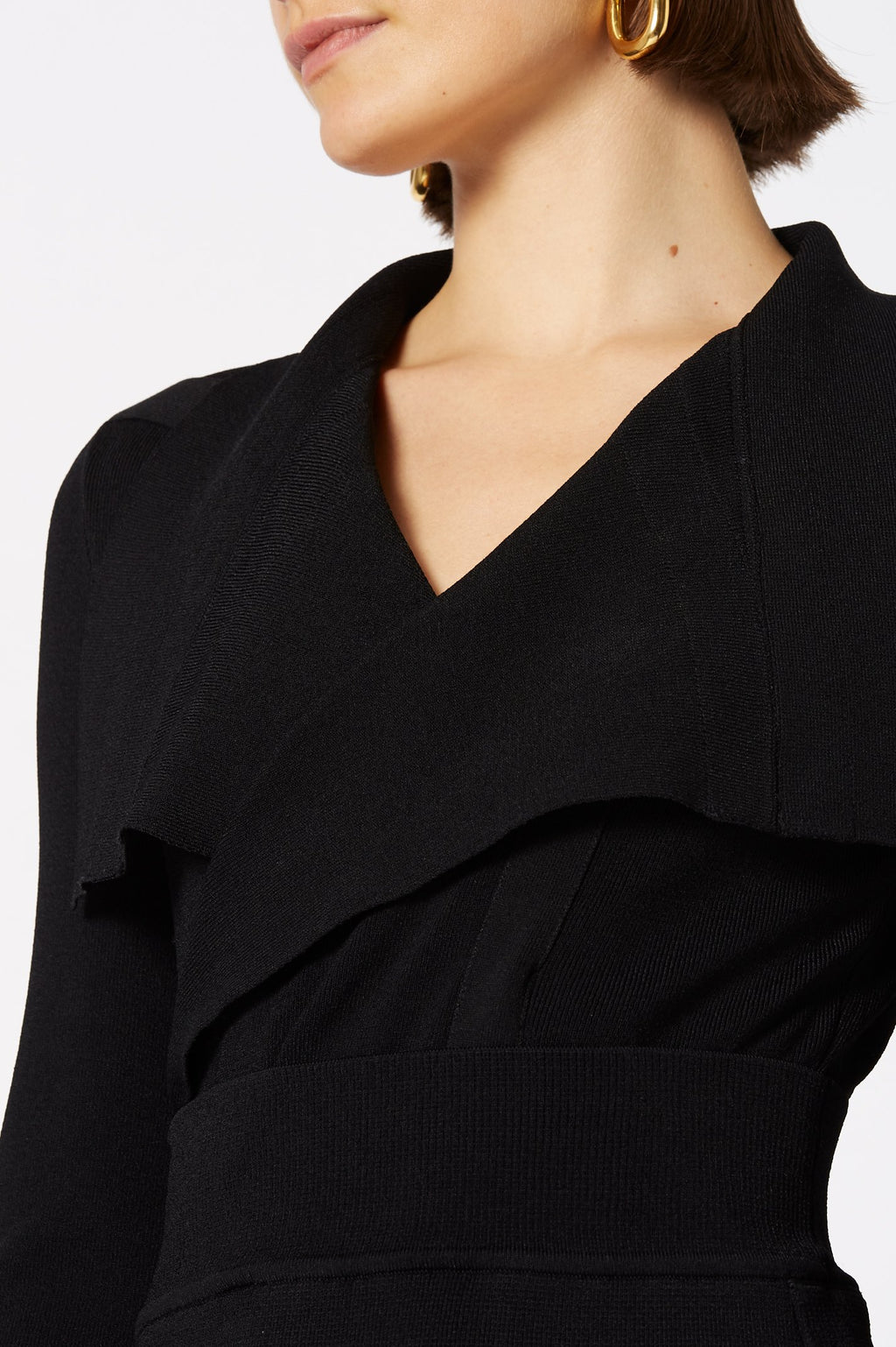 CREPE KNIT DRAPE FRONT DRESS