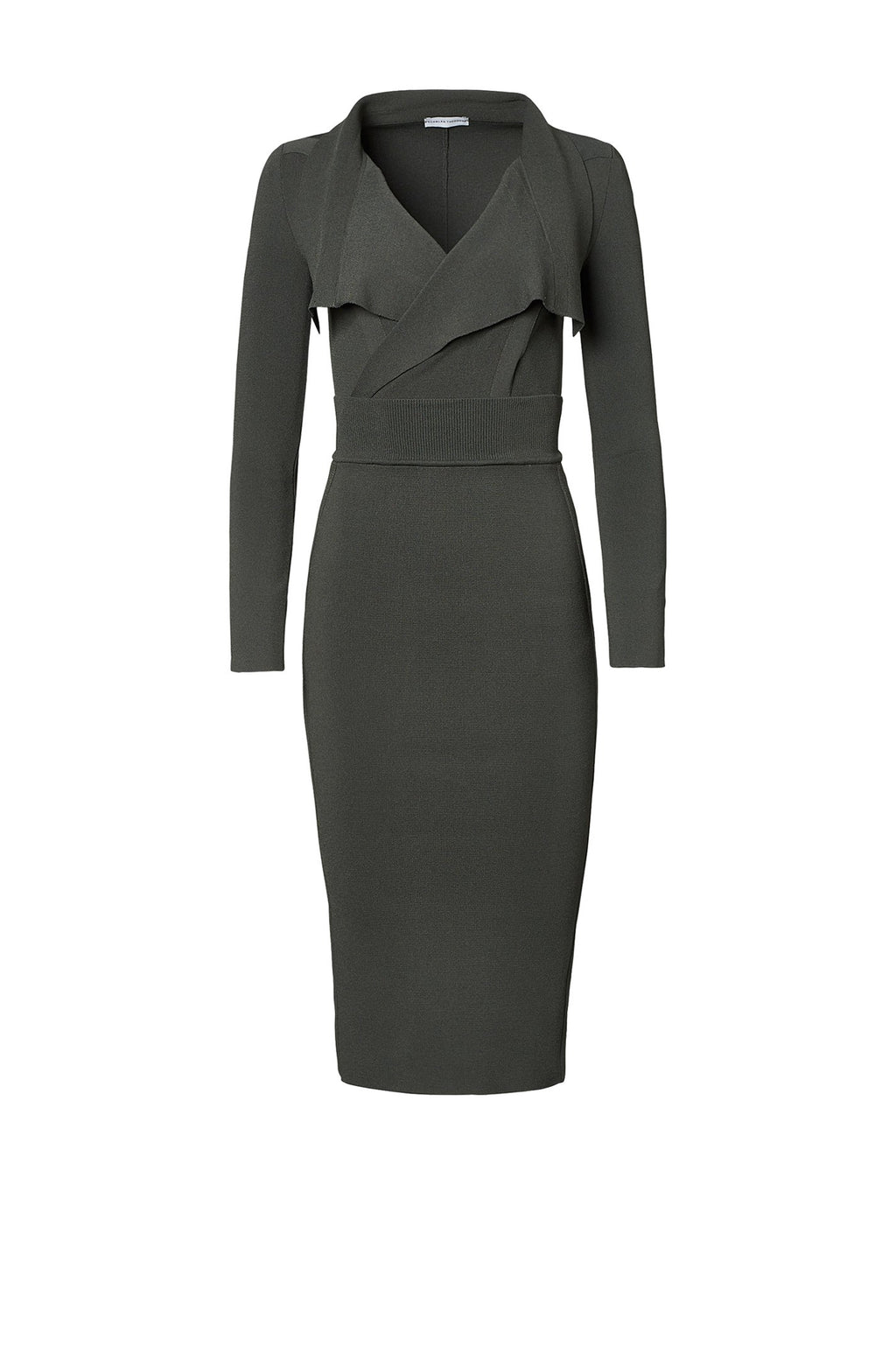 CREPE KNIT DRAPE FRONT DRESS