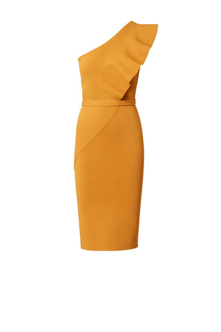 CREPE KNIT RUFFLE DRESS