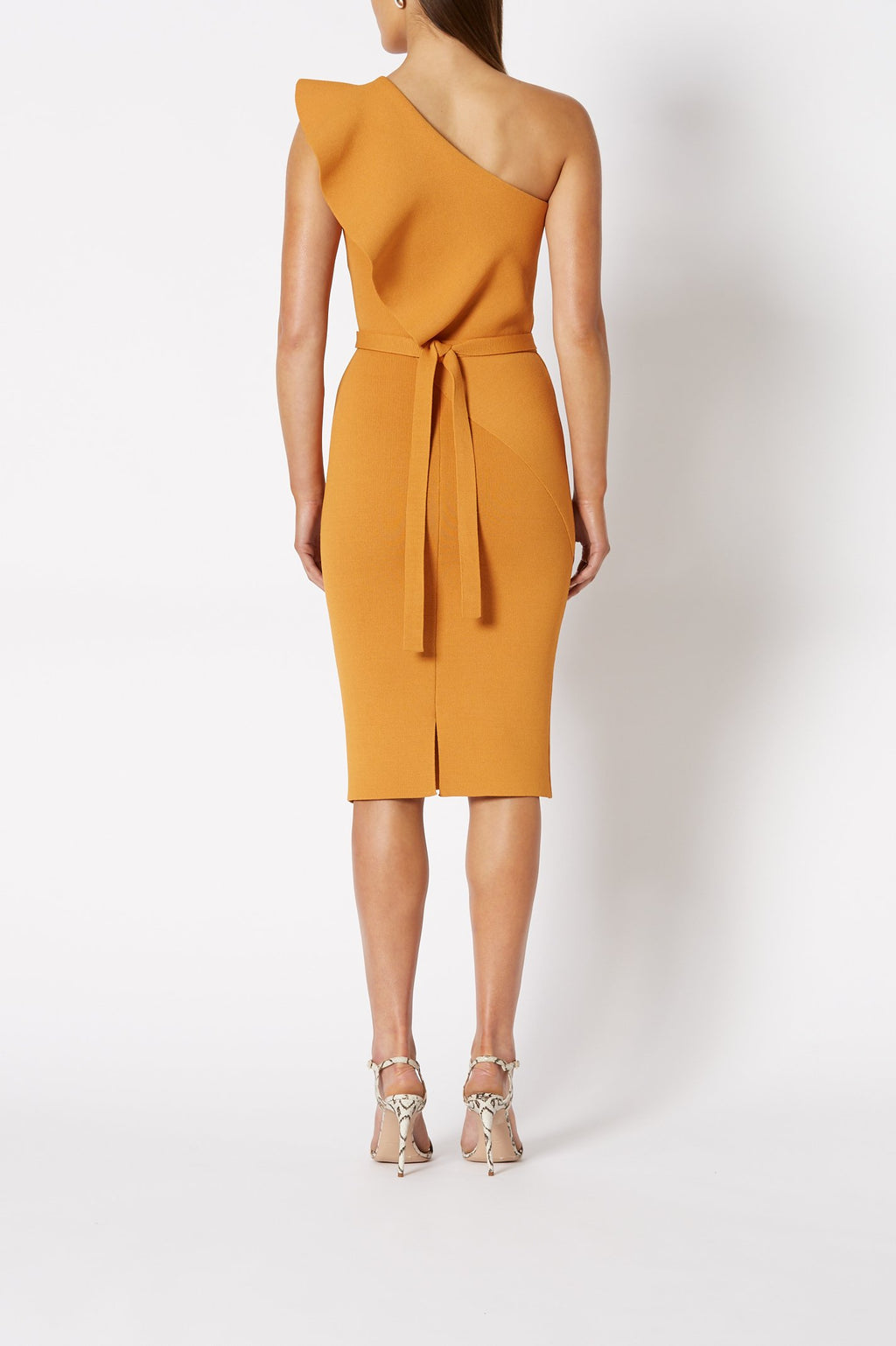 CREPE KNIT RUFFLE DRESS