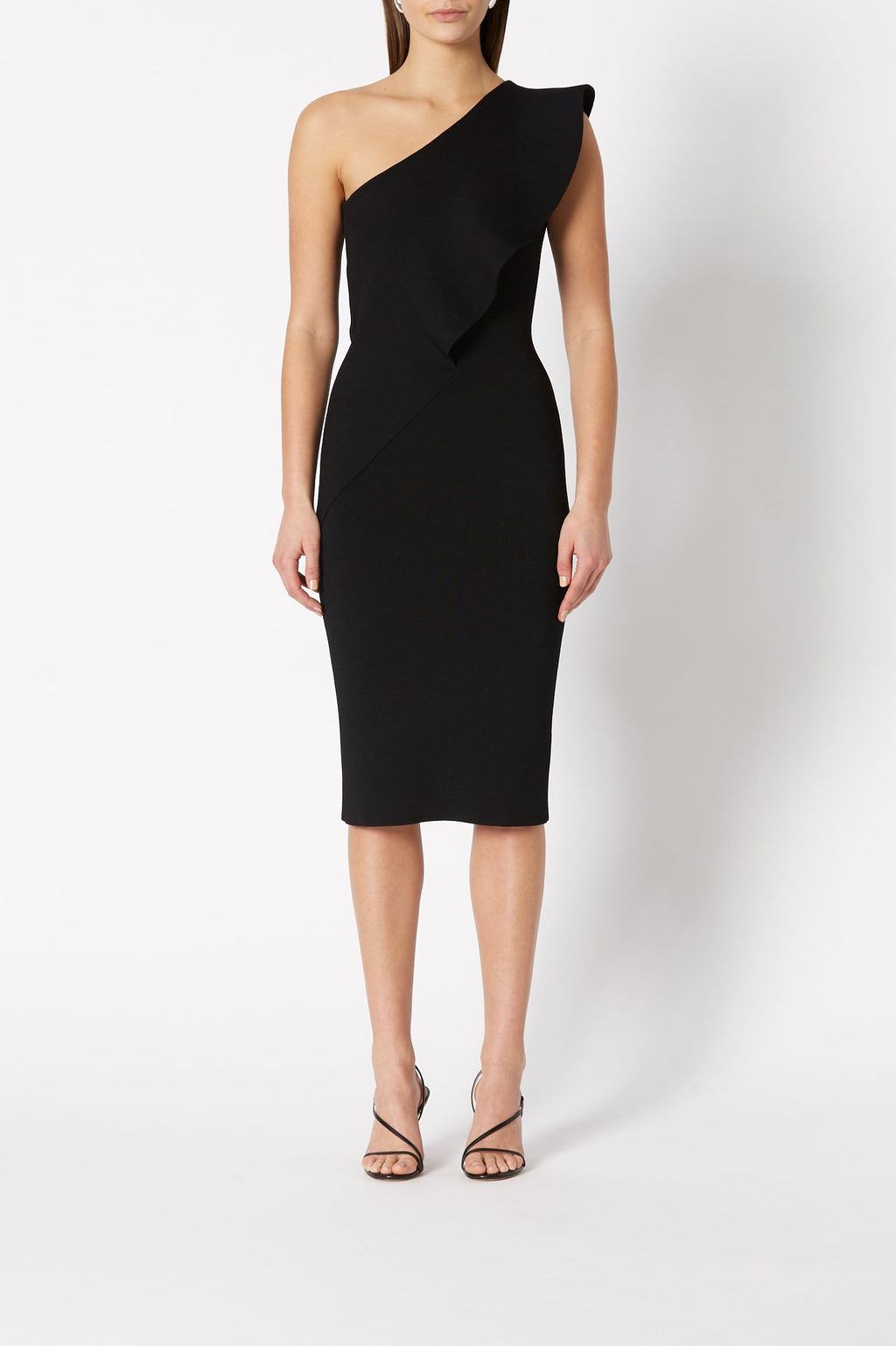 CREPE KNIT RUFFLE DRESS