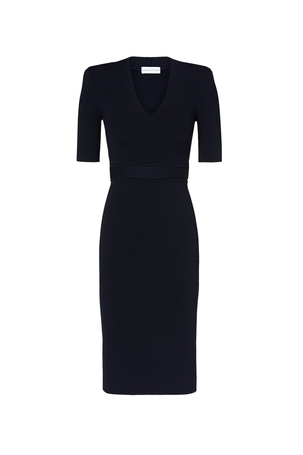 CREPE KNIT V NECK DRESS