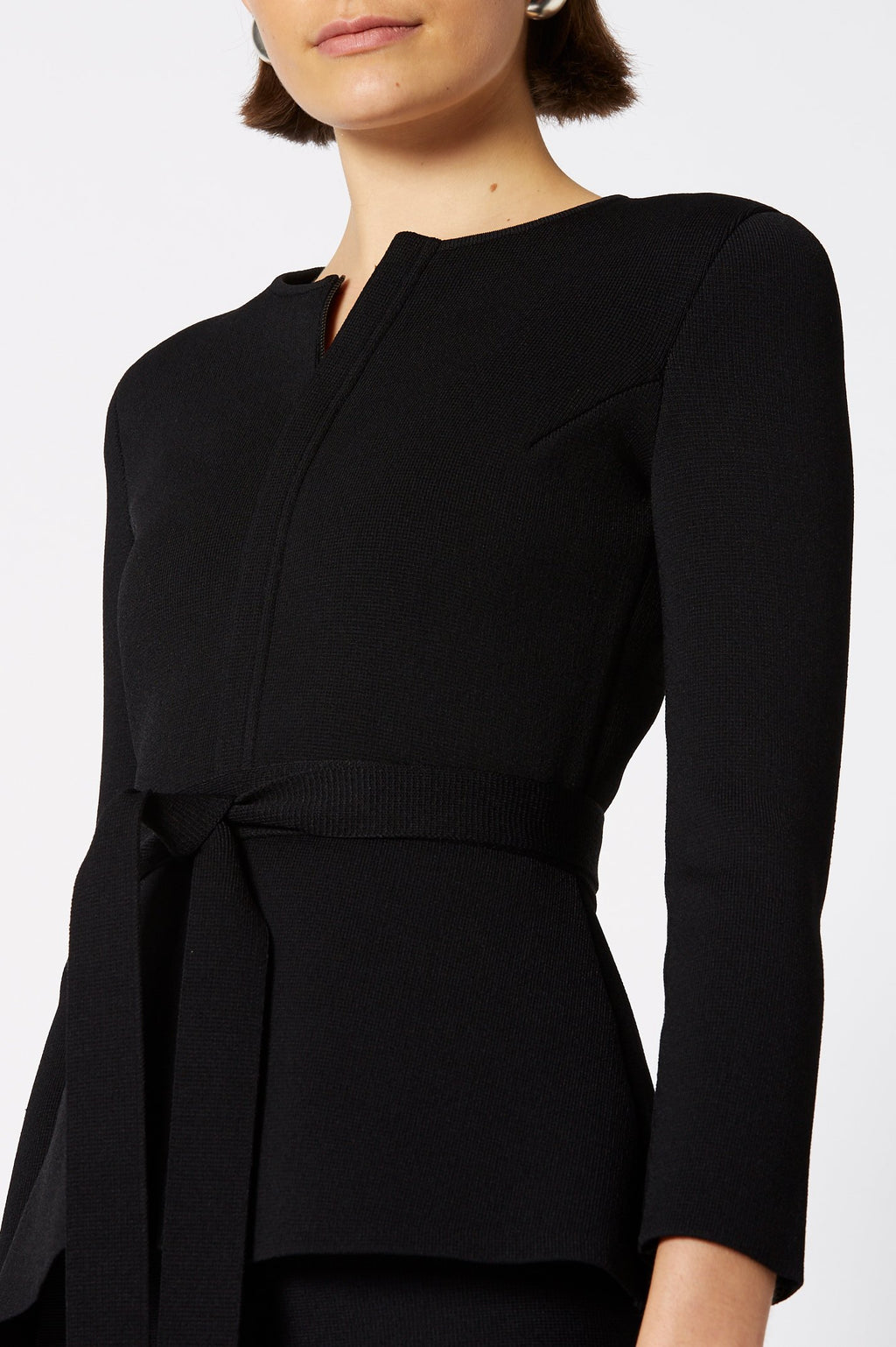 CREPE KNIT CURVED HEM JACKET