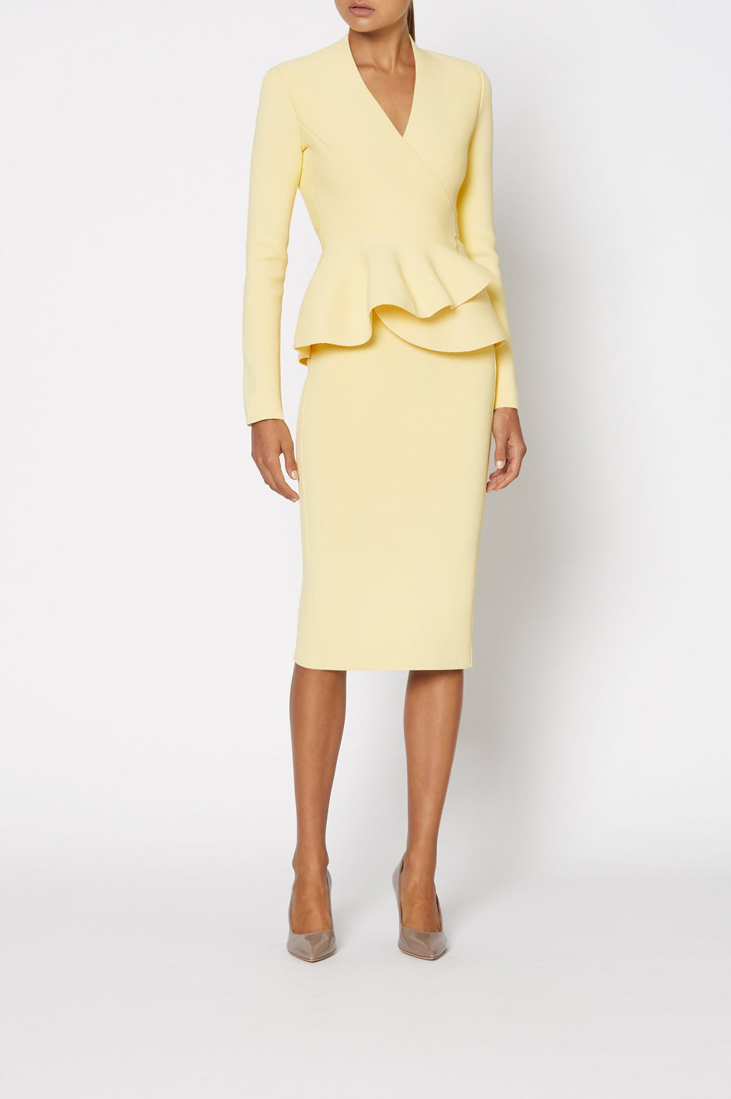 CREPE KNIT TUX SLIT BACK SKIRT