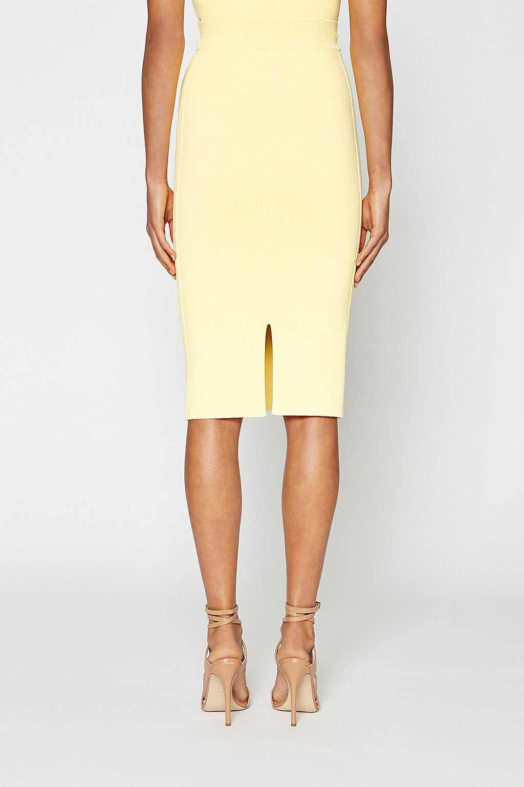 CREPE KNIT TUX SLIT BACK SKIRT