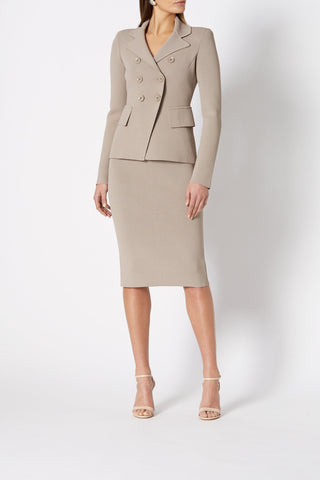 CREPE KNIT SLIT BACK SKIRT