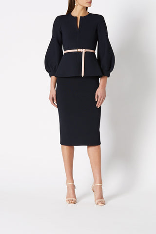 CREPE KNIT SLIT BACK SKIRT