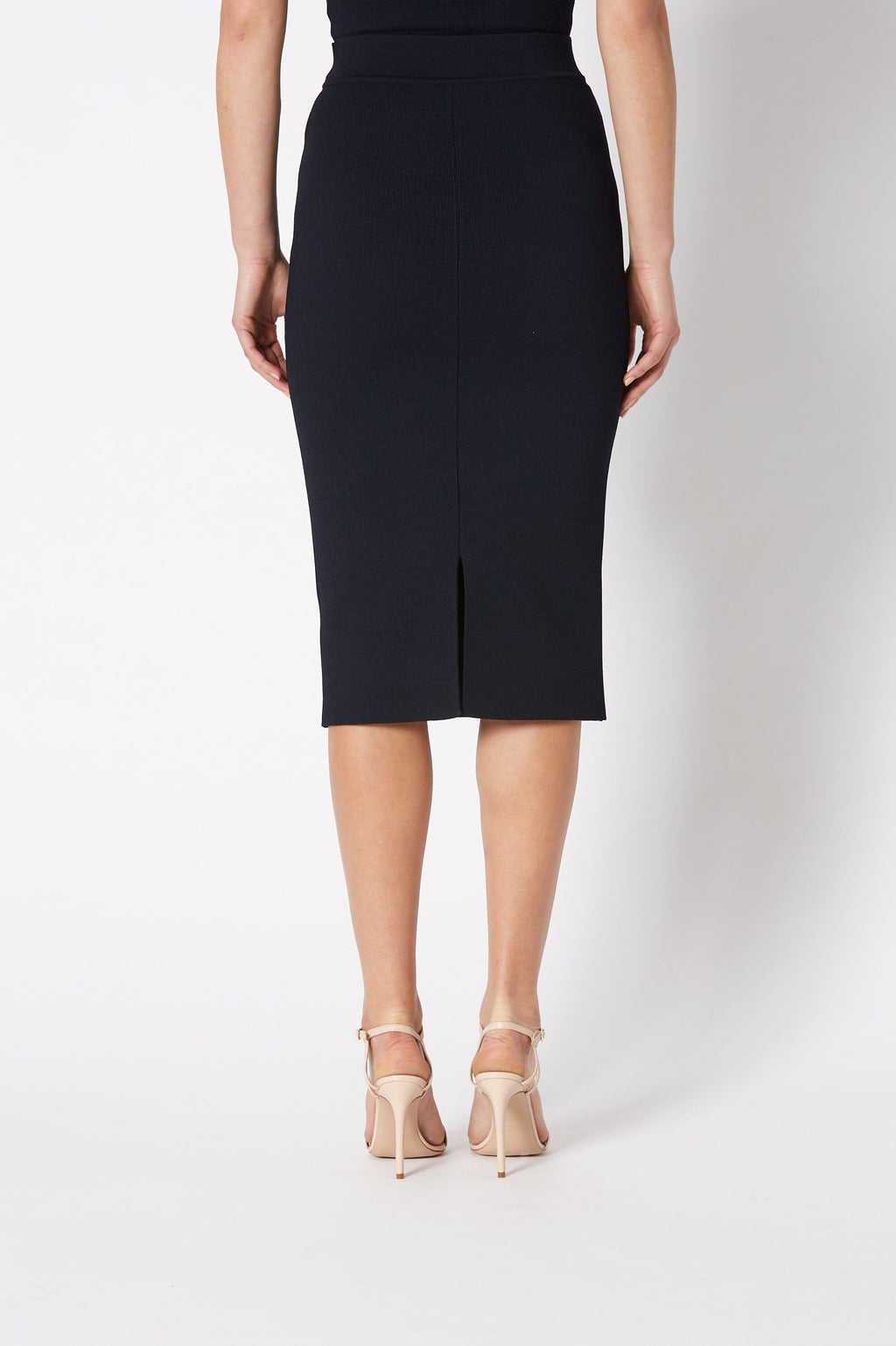 CREPE KNIT SLIT BACK SKIRT