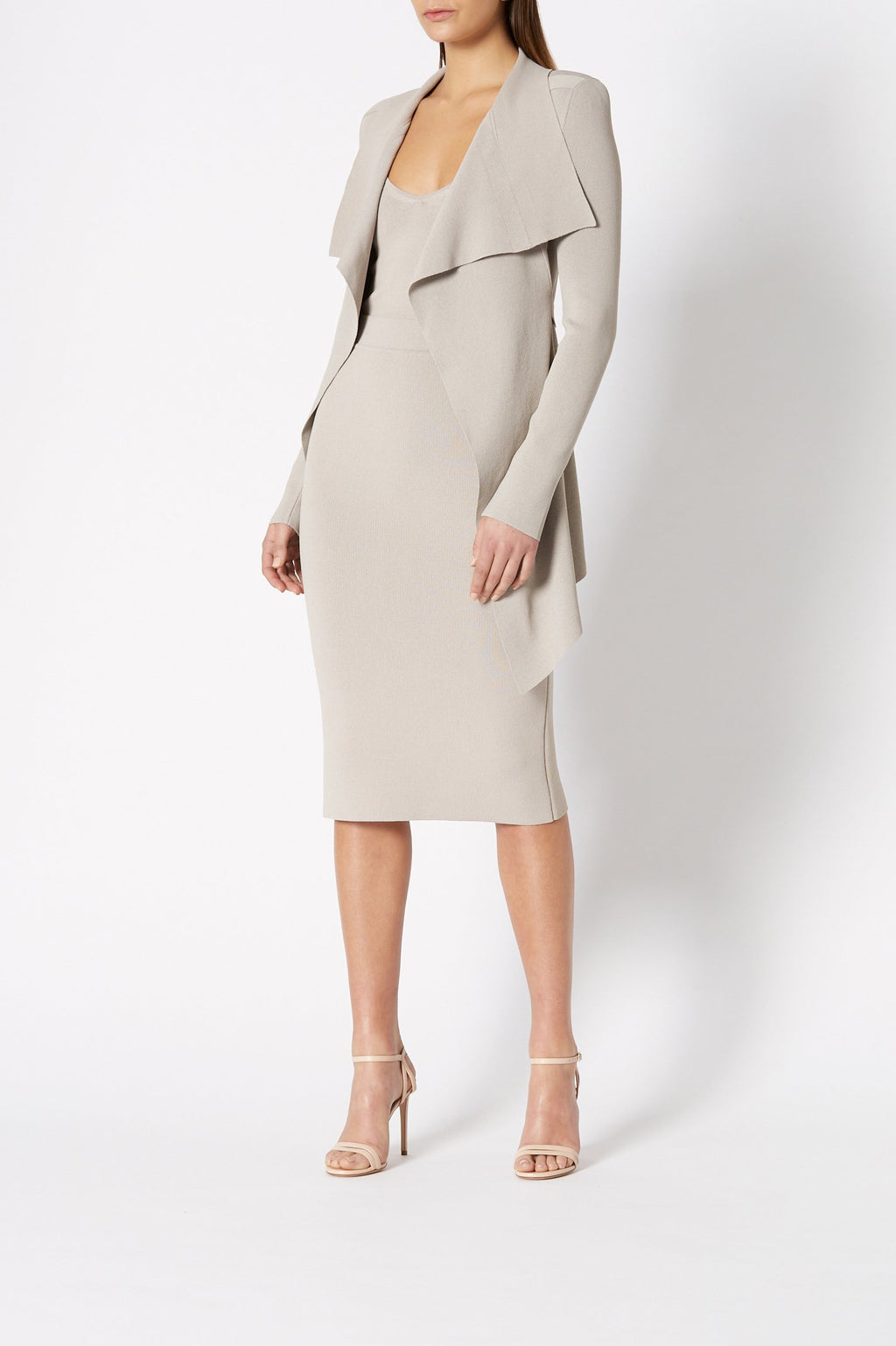 CREPE KNIT SLIT BACK SKIRT