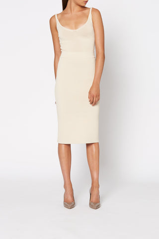 CREPE KNIT SLIT BACK SKIRT