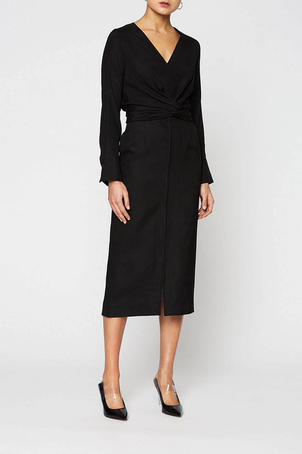 ZIP FRONT PENCIL SKIRT
